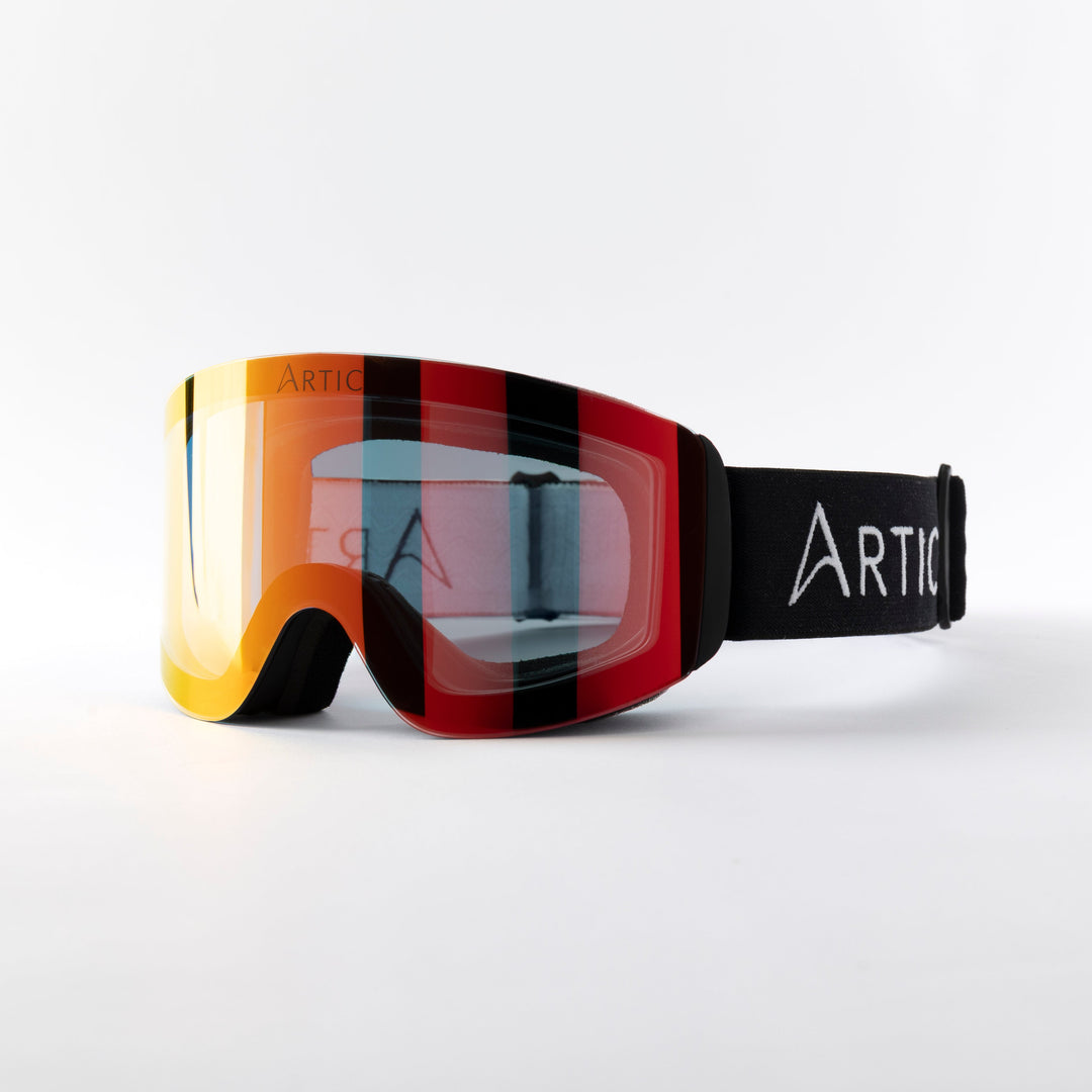 Skibril met oranje meekleurende lens